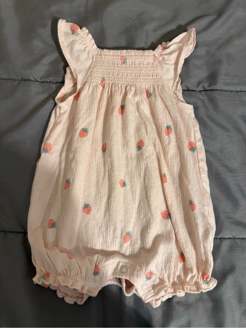 Pink Strawberry Print Baby Romper